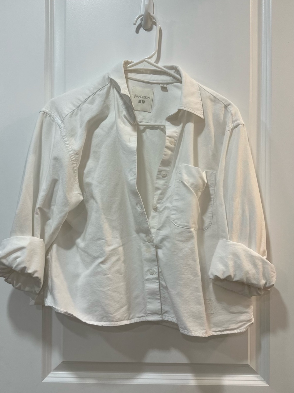 Uniqlo White Cropped Button-Down Shirt